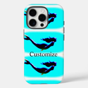 black swimming mermaid iPhone 16 pro case