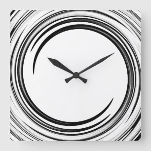 Black Swirl Abstract Art #2 Square Wall Clock