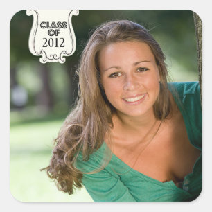 Black swirl badge custom photo graduation stickers