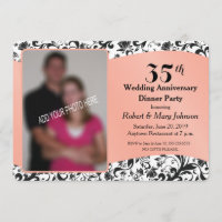 Black Swirl & Coral 35th Wedding Anniversary Photo