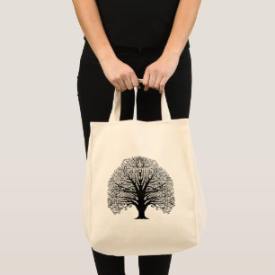 Black Swirl Tree Original Art Hand Sketched Tote Bag