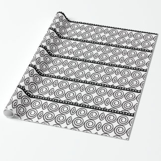 Black Swirls and Stripes Wrapping Paper