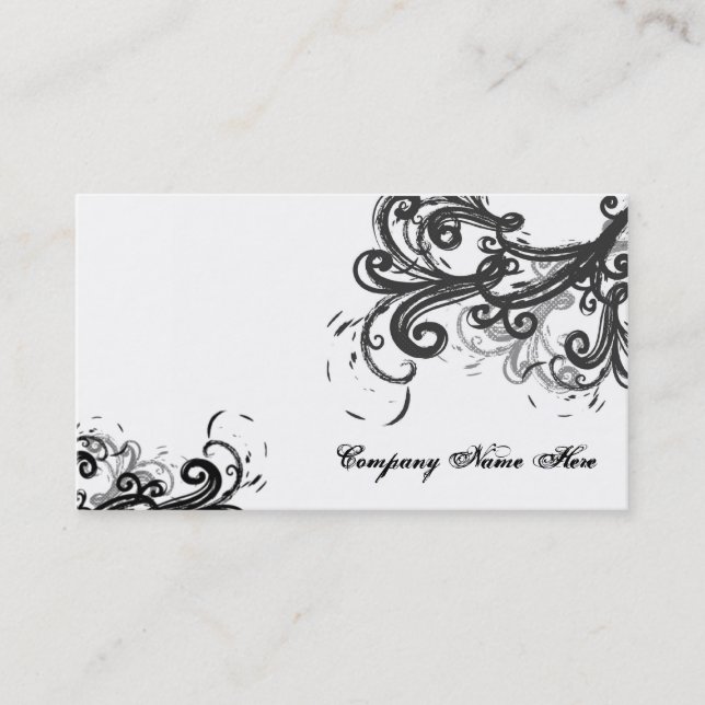 black swirls business card (Front)