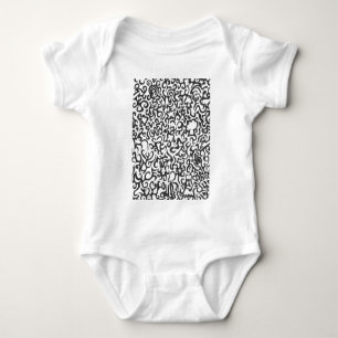 Black Swirls With Pictures Baby Bodysuit