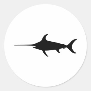 Black Swordfish Classic Round Sticker