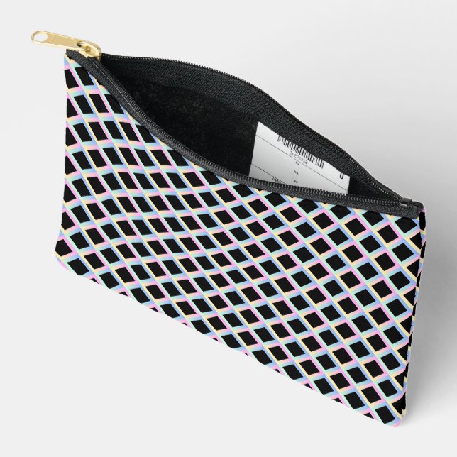 Black Symmetric Diamonds with Gradient Frames Accessory Pouch (Open)