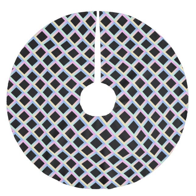 Black Symmetric Diamonds with Gradient Frames Brushed Polyester Tree Skirt (Front)
