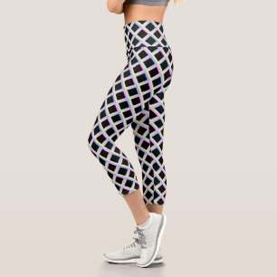 Black Symmetric Diamonds with Gradient Frames Capri Leggings