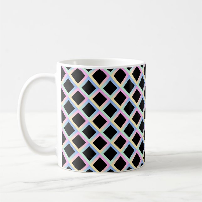 Black Symmetric Diamonds with Gradient Frames Coffee Mug (Left)