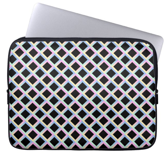 Black Symmetric Diamonds with Gradient Frames Laptop Sleeve (Front)