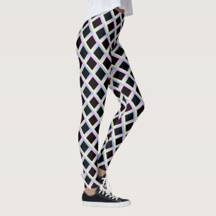 Black Symmetric Diamonds with Gradient Frames Leggings