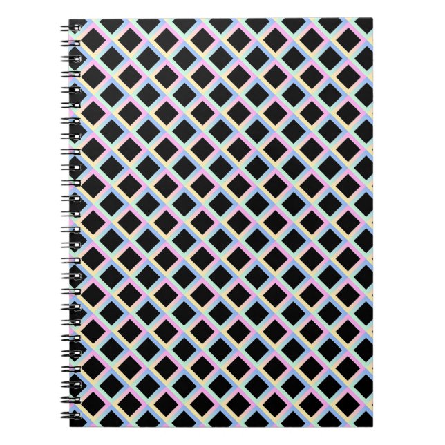Black Symmetric Diamonds with Gradient Frames Notebook (Front)