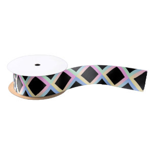 Black Symmetric Diamonds with Gradient Frames Satin Ribbon