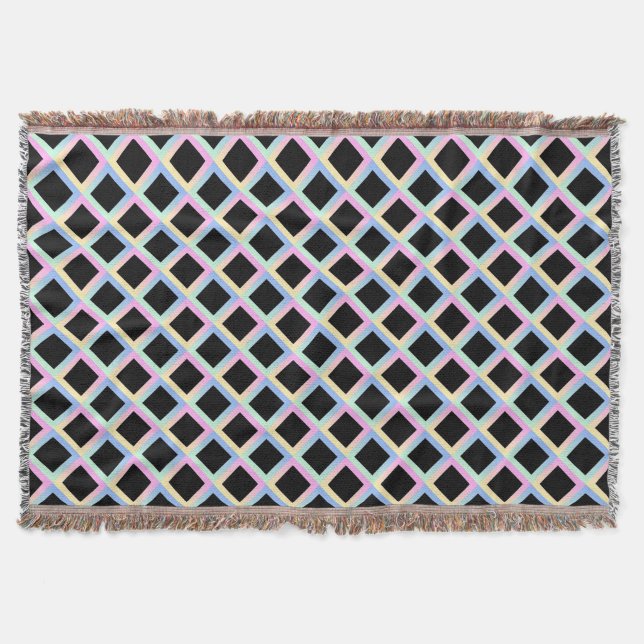 Black Symmetric Diamonds with Gradient Frames Throw Blanket (Front)
