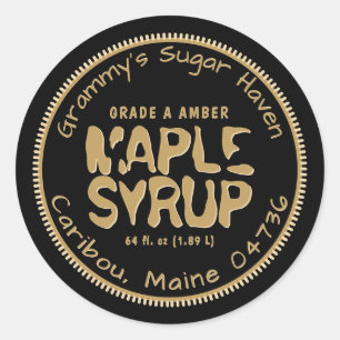 Black & Syrup Coloured Maple Syrup Custom Label