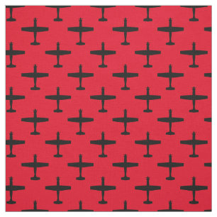 Black T-6 Texan 2 Silhouette Pattern Red Fabric