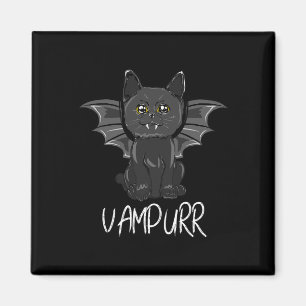 Black T Cat Halloween Vampire Vampurr Costume Magnet