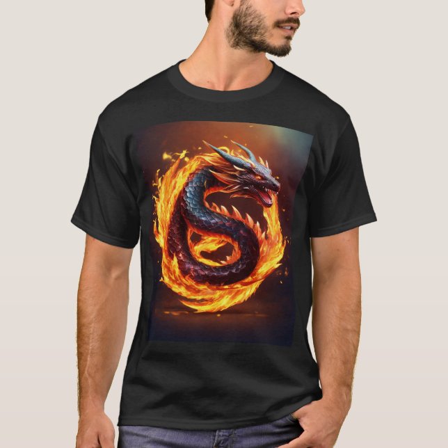 Black T-Shirt with a unique dragan disgn (Front)