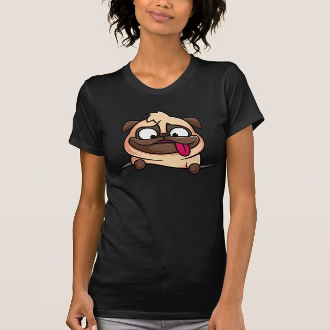 black t-shirt with cute dog design casual wear (Front)