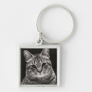 Black Tabby Kitten Key Ring