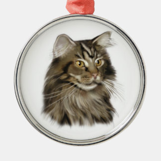 Black Tabby Maine Coon Cat Metal Ornament