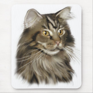 Black Tabby Maine Coon Cat Mouse Pad