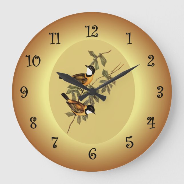 Black-tailed Pachycephala ~ Elizabeth Gould 102 ~ Large Clock (Front)