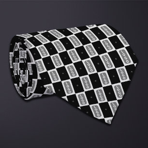Black (Tall Rectangle) Logo Chequerboard Tie