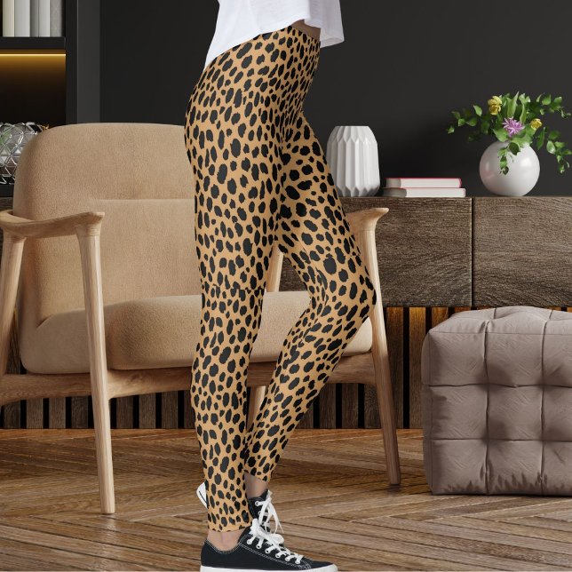 Black Tan And Brown Safari Leopard Skin Pattern Leggings (Creator Uploaded)