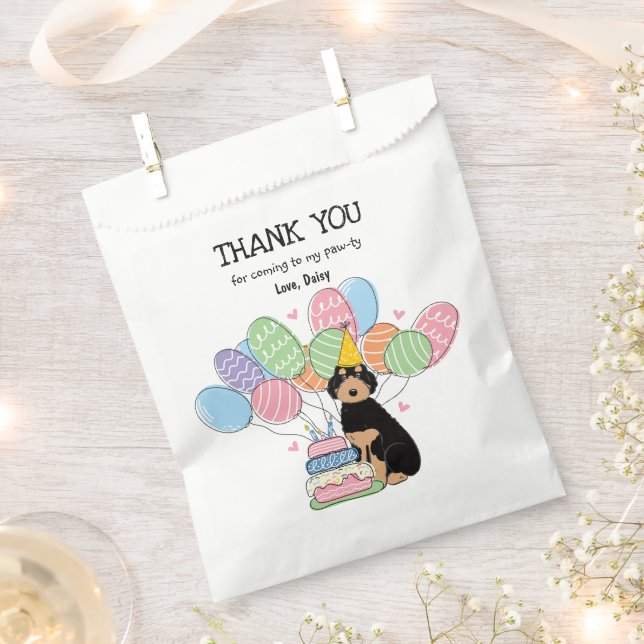 Black Tan Aussiedoodle Birthday Party Thank You Favour Bag (Clipped)