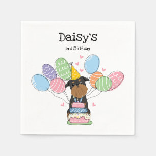 Black Tan Brussels Griffon Birthday Paper Napkin