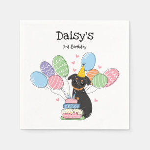 Black Tan Brussels Griffon Birthday Paper Napkin