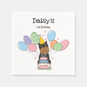 Black Tan Brussels Griffon Birthday Paper Napkin