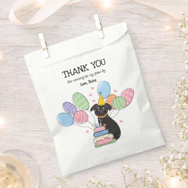 Black Tan Brussels Griffon Birthday Party Favour Bag (Clipped)