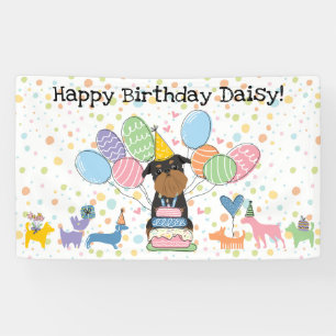 Black Tan Brussels Griffon Dog Birthday Party Banner
