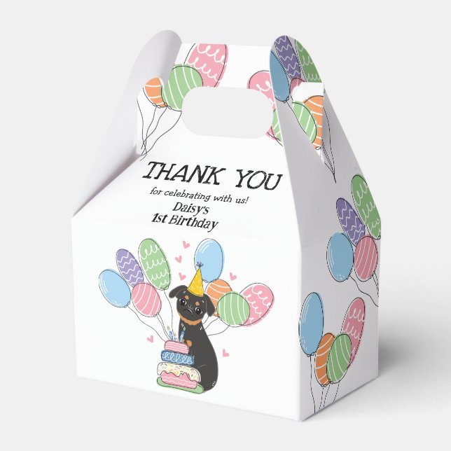 Black Tan Brussels Griffon Dog Birthday Party Favour Box (Front Side)