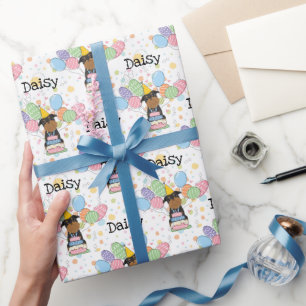 Black Tan Brussels Griffon Dog Birthday Party Wrapping Paper