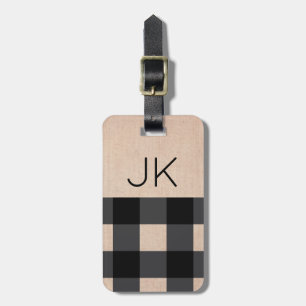 Black & Tan Buffalo Plaid Monogram Luggage Tag