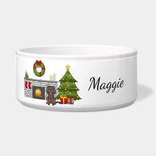 Black & Tan Cavalier In A Christmas Room & Name