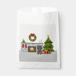 Black & Tan Cavalier In A Festive Christmas Room Favour Bag