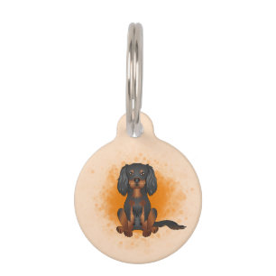 Black & Tan Cavalier King Charles Dog On Orange Pet Tag