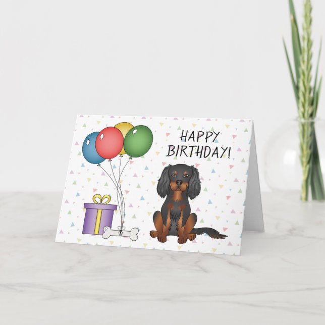 Black & Tan Cavalier King Charles Spaniel Birthday Card (Front)
