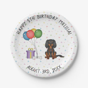 Black & Tan Cavalier King Charles Spaniel Birthday Paper Plate