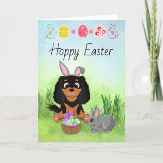 Black & Tan Cavalier King Charles Spaniel Easter   Holiday Card