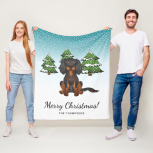 Black Tan Cavalier King Charles Spaniel In Winter Fleece Blanket