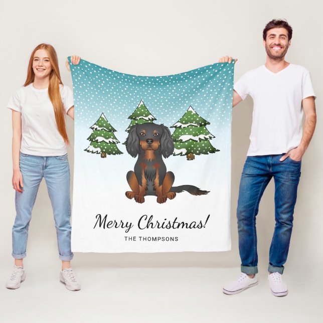 Black Tan Cavalier King Charles Spaniel In Winter Fleece Blanket (In Situ)
