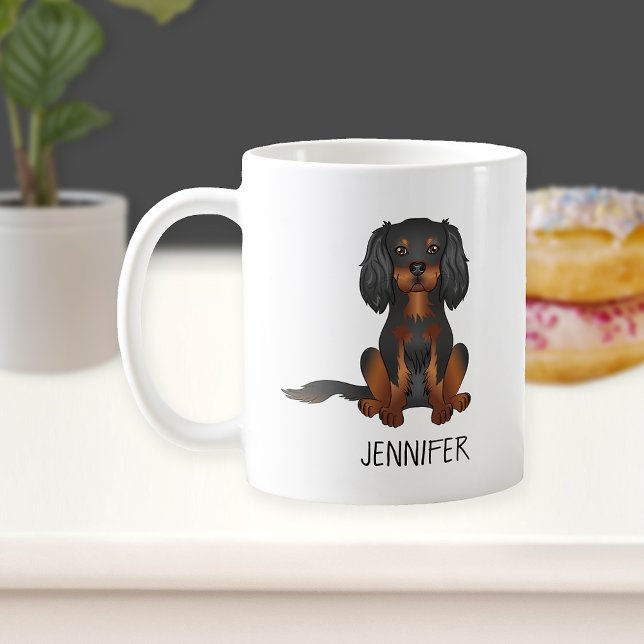 Black & Tan Cavalier King Charles Spaniel & Name Coffee Mug (Creator Uploaded)