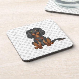Black & Tan Cavalier King Charles Spaniel & Paws Coaster