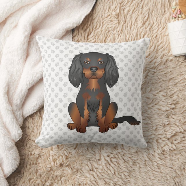 Black & Tan Cavalier King Charles Spaniel & Paws Cushion (Blanket)