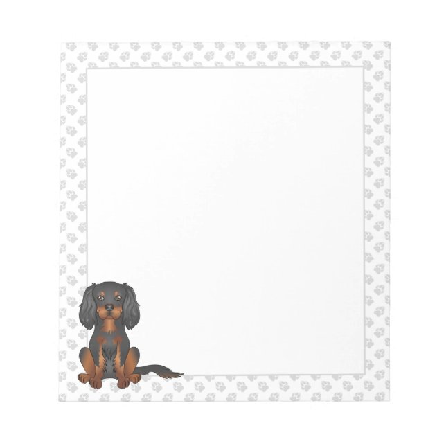 Black & Tan Cavalier King Charles Spaniel & Paws Notepad (Front)